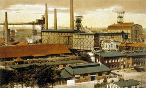 Concordia kullgruve, Oberhausen, Tyskland (fargegravering) av German School