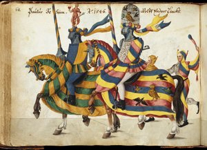 Deltakere utstyrt for en turnering, ca. 1640 (penn og blekk, akvarell og vask) av German School
