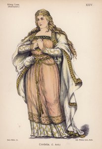 Cordelia, fra Shakespeares King Lear (farge litho) av German School