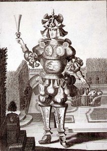 Kostyme for en glass- og serviseforhandler, pub. av Gerard Valck (1651/2-1726) ca. 1690 (gravering) av German School