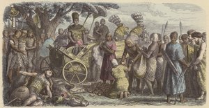Telling av fanger og avhuggede hender av fiendtlige soldater foran farao etter et seirende slag av German School