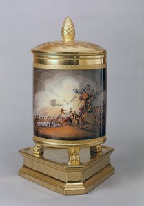 Dekket gryte som viser stormingen av Ciudad Rodrigo, fra den prøyssiske middagstjenesten, Berlin, 1816-19 (porselen og forgylt)