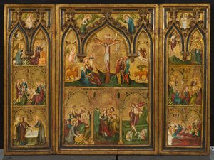 Crucifixion triptych (tidligere kjent som Estouteville Triptych), ca. 1374 (tempera på panel) av German School