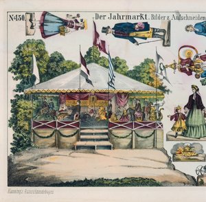 Utklippsark med en tivolikarusell, utgitt av Kanning, 1860 av German School