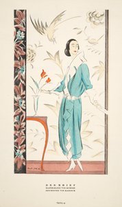 Der Brief, Coat Dress av Kurnen, fra Styl, pub.1922 (pochoir-trykk) av German School