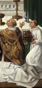 Detalj av messen til St. Gregory, fra en altertavle av oppstandelsen av German School