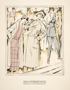 «Ekspertene», reklame for frakker av Stawropulos amp; Moldauer, fra Styl, utgitt 1922 (pochoir-trykk) av German School