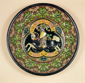 Fat med relieffdekor, av Bichweiler fra Hamburg, 1880 (lertøy) av German School