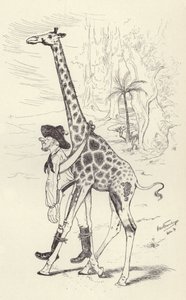 Full i Transvaal blir tatt hjem av en giraff (litho) av German School