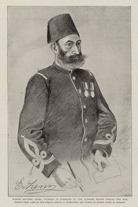Edhem Moushir Pasha, general i kommando over de tyrkiske troppene under krigen (litho) av German School