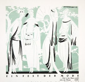 En fest for mote, fra Styl, utgivelsesdato 1922 (pochoir-trykk) av German School