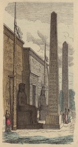 Inngang til et gammelt egyptisk palasstempel (farget gravering) av German School