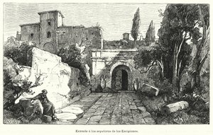 Inngang til Scipios grav, Roma (litho) av German School