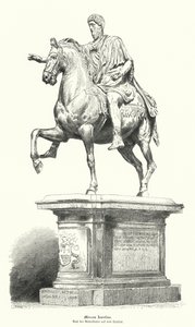 Rytterstatue av Marcus Aurelius, romersk keiser (gravering) av German School