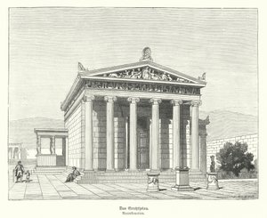 Erecteion, tempel dedikert til Athena og Poseidon på Akropolis, Athen, antikkens Hellas (gravering) av German School