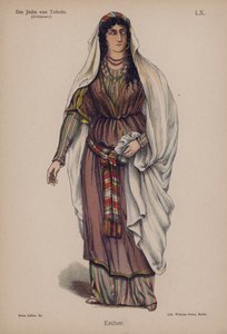 Esther, fra Die Judin von Toledo (Jødinnen i Toledo) av Franz Grillparzer (farge litho) av German School
