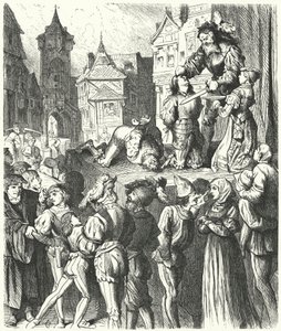 Henrettelsesscene fra Titus Andronicus (gravering) av German School
