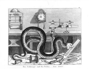 Fable of the Snake and the Files (gravering) (bw-bilde)