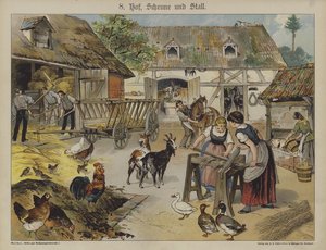 Gård (farge litho) av German School