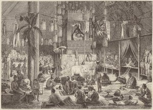 Fest i en pagode (gravering) av German School
