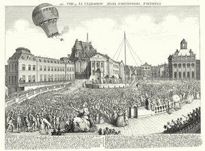 Fly av Montgolfier-brødrenes ballong i Versailles av German School