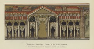 Tidligere palass til Theoderik den store, østgoternes konge, i Ravenna, Italia (farge litho) av German School