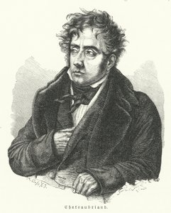 Francois-Rene de Chateaubriand , fransk romanforfatter, politiker, diplomat og historiker (litho) av German School