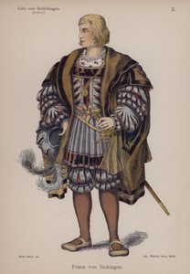 Franz von Sickingen, fra Gotz von Berlichingen av Goethe (farge litho) av German School