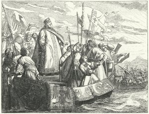 Frederick Barbarossa og hans hær krysset Bosporos på det tredje korstoget av German School