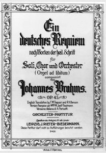 Frontispice av det tyske rekviem av Johannes Brahms (1833 - 1897) (litho) av German School