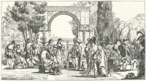 Hage i renessansen Firenze (gravering) av German School