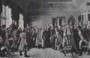 General Yorcks tale til Estates of East Preussen i Königsberg, 5. februar 1813 av German School