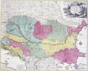 Geografisk kart over krigsteatret, som viser kongeriket Ungarn i hovedsak, 1771 av German School