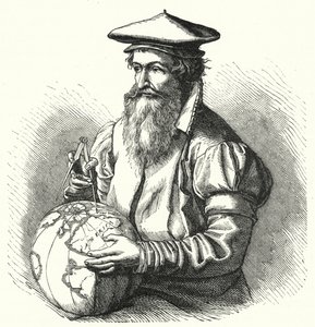 Gerardus Mercator , flamsk geograf og kartograf (gravering) av German School