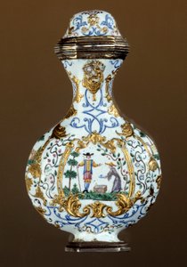 Tysk kunst: Duftflaske fra 1700-tallet (enamaille; scene for kinoserie) av German School