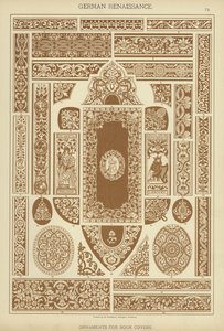 Tysk renessanse, ornamenter for bokomslag (farge litho) av German School