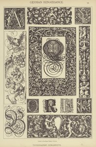 Tysk renessanse, typografiske ornamenter (farge litho) av German School