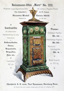 Tysk reklame for en kjele i art nouveau-stil, sent på 1800-tallet av German School
