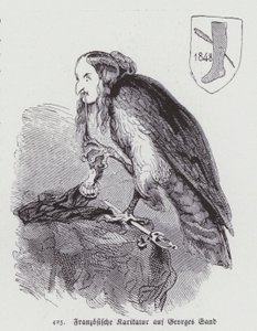 Tysk karikatur av den franske kvinnelige forfatteren George Sand fra 1800-tallet (litho) av German School