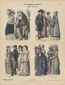 Tyske kostymer, sent på 1700-tallet (farget gravering) av German School
