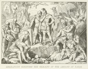 Germanicus oppdager restene av Legions of Varus av German School