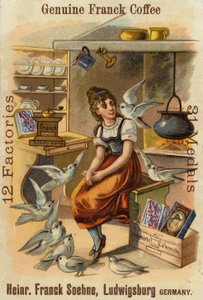 Jente med duer, reklamer for ekte Franck-kaffe av German School