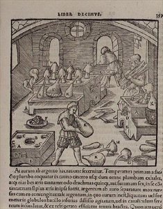 Glassblåsing, fra a Book of Trades av German School