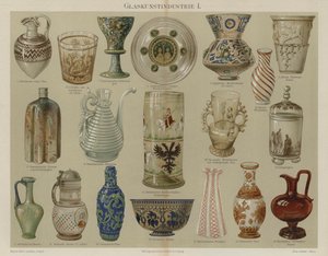 Glassvarer (farge litho) av German School