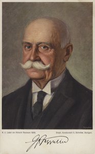 Graf Ferdinand von Zeppelin , tysk luftskipdesigner og konstruktør (farge litho) av German School