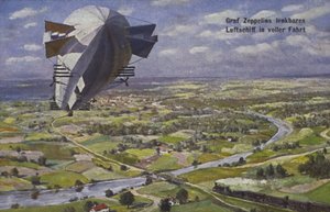 Graf Ferdinand von Zeppelins luftskip på flukt av German School
