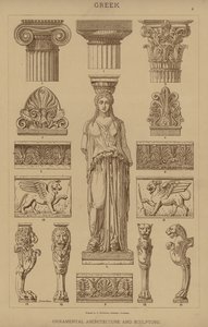 Gresk, dekorativ arkitektur og skulptur (farge litho) av German School