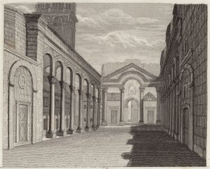 Hall av palasset til den romerske keiseren Diokletian, Spalato (Split, Kroatia). Illustrasjon for Bilder-Atlas (gravering) av German School