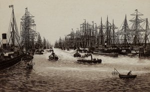 Hamburg: Hafen, Havnen (litho) av German School