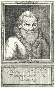 Hans Sachs , tysk dramatiker og forfatter (gravering) av German School